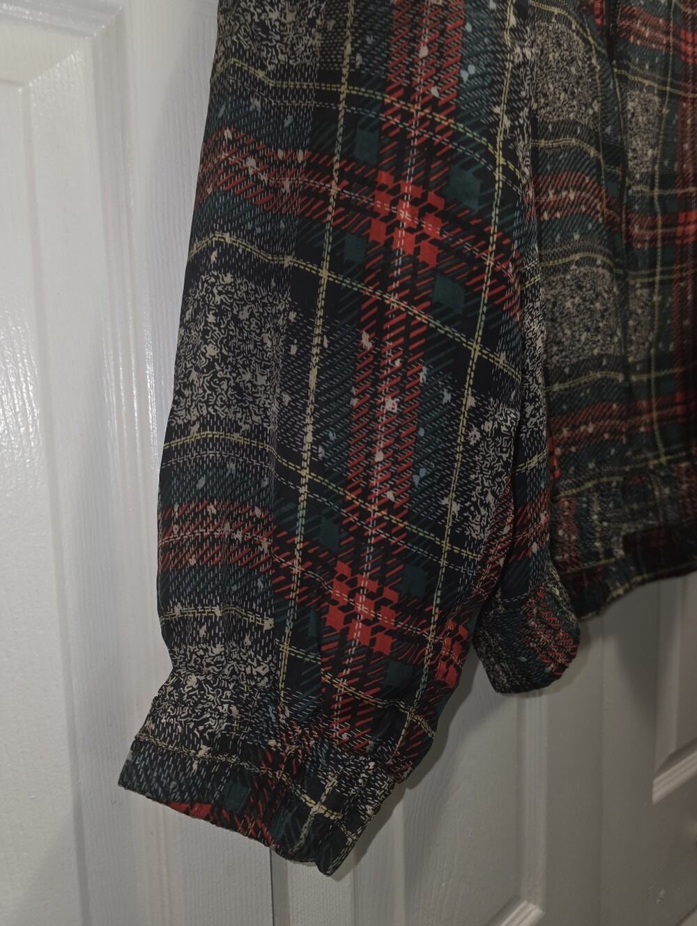 Vintage Bogari 100% Silk Shell Plaid Zip Up Jacket Size S - Picture 4 of 6